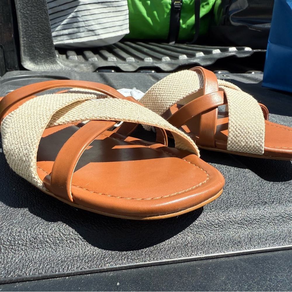 J.Crew Factory Mixed crisscross slide sandals Size 8 - Picture 8 of 9